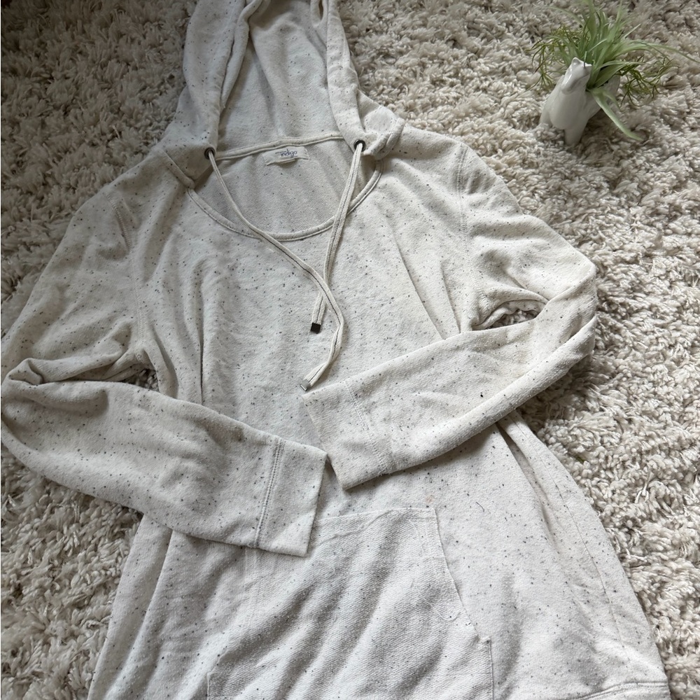 Indigo Cream Speckled long sleeve, soft and cozy BoHo bohemian Hoodie